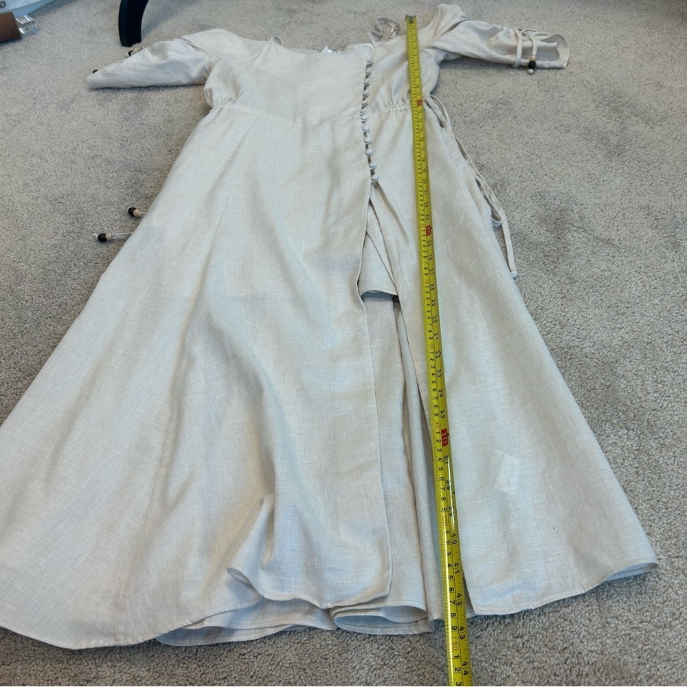Jonathan Simkhai off the shoulder cream beige cotton and linen dress Sz XS - Picture 12 of 15